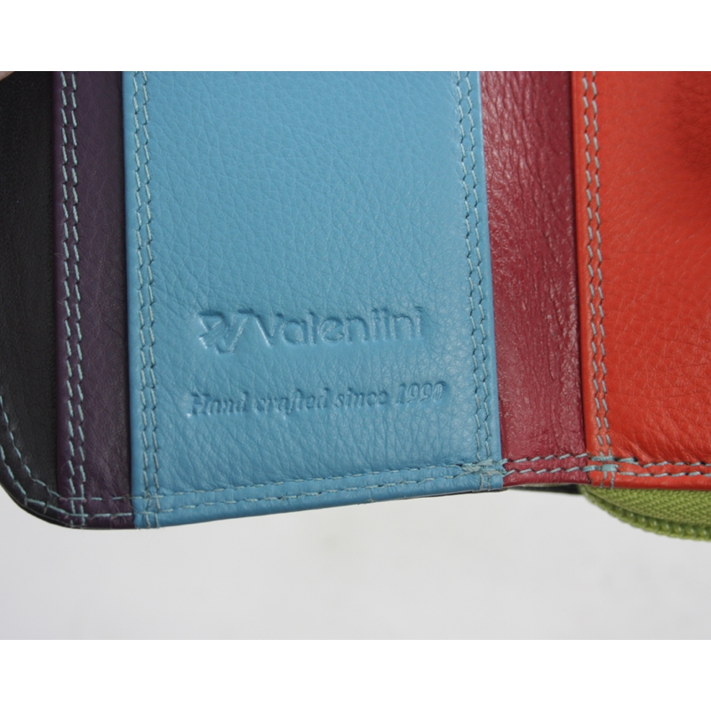 Kolorowy portfel damski Valentini, czarny + kolorowy środek