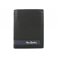 Portfel męski Pierre Cardin RFID ze skóry naturalnej czarny z niebieską wstawką
