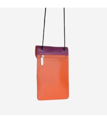 Skórzany portfel damski turystyczny na szyje marki DuDu®, fuksja