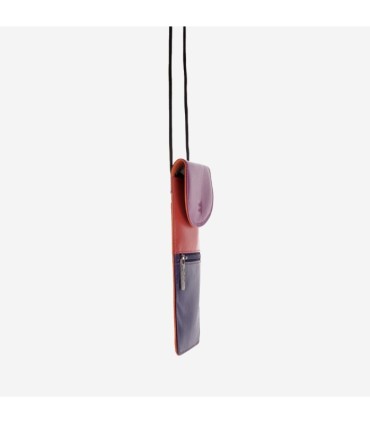 Skórzany portfel damski turystyczny na szyje marki DuDu®, fuksja