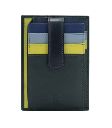 Skórzany portfel na karty marki DuDu®, zielony + niebieski