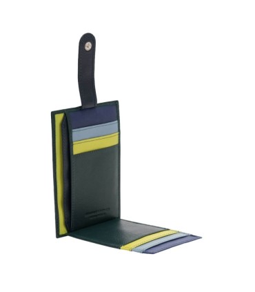 Skórzany portfel na karty marki DuDu®, zielony + niebieski