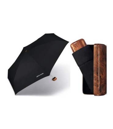 Lekka, parasolka męska Pierre Cardin w praktycznym etui, czarno - brązowa