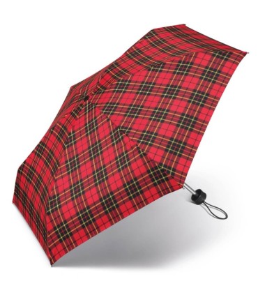 Kieszonkowa, ultra mini parasolka Happy Rain 16 cm, czerwona w kratę