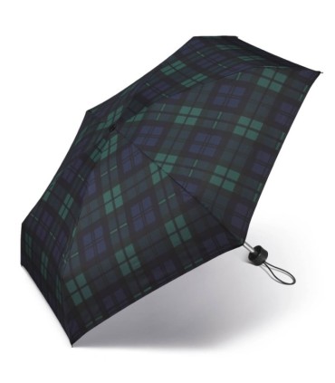 Kieszonkowa, ultra mini parasolka Happy Rain 16 cm, ciemnozielona w kratę