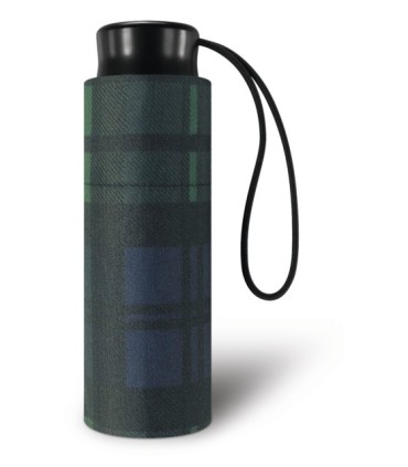 Kieszonkowa, ultra mini parasolka Happy Rain 16 cm, ciemnozielona w kratę