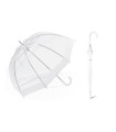 Przezroczysta głęboka parasolka damska HAPPY RAIN z białą lamówką