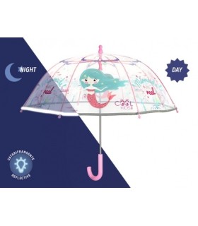 Dziecięca głęboka parasolka z odblaskową lamówką, SYRENKI