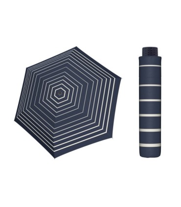 NAJLŻEJSZA parasolka damska Doppler, GRANATOWA w paski