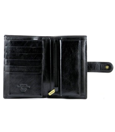 Duży zapinany skórzany portfel męski Wittchen, kolekcja: Italy, czarny