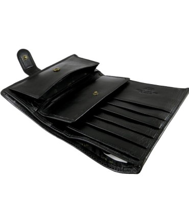 Duży zapinany skórzany portfel męski Wittchen, kolekcja: Italy, czarny