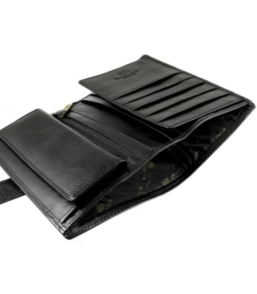 Duży zapinany skórzany portfel męski Wittchen, kolekcja: Italy, czarny