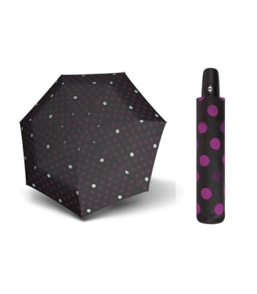 Automatyczna MOCNA parasolka damska Doppler Derby FIOLETOWE GROCHY