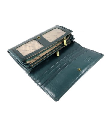 Długi portfel damski Wittchen SKÓRZANY, kolekcja Verona CIEMNOZIELONY