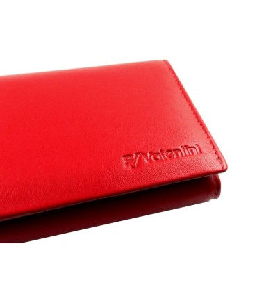 Klasyczny damski portfel SKÓRZANY RFID Valentini, CZERWONY