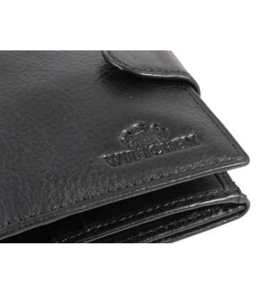 Skórzany portfel męski ZAPINANY Wittchen kolekcja Italy, CZARNY
