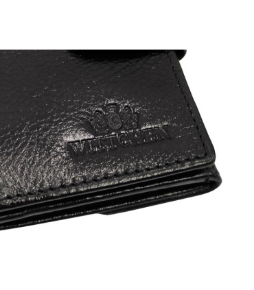 Skórzany zapinany portfel męski Wittchen kolekcja Italy, CZARNY