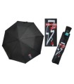 Automatyczna składana wytrzymała parasolka PERLETTI czarna ze znaczkiem błyskawicy