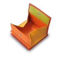 Skórzany mały portfel damski marki DuDu®, czerwony + pomarańcz