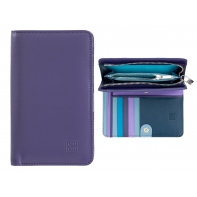 Skórzany portfel damski marki DuDu®, fioletowy + kolorowy środek