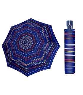 Wytrzymała AUTOMATYCZNA parasolka Doppler, niebieska w kolorowe kreski
