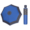 Wytrzymała AUTOMATYCZNA parasolka Doppler, niebieska z kwiatowym ornamentem