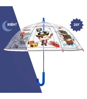 Parasolka dziecięca przezroczysta Perletti z odblaskową lamówką - pirat