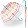 Głęboka parasolka Esprit przezroczysta - tęczowa z odblaskową lamówką