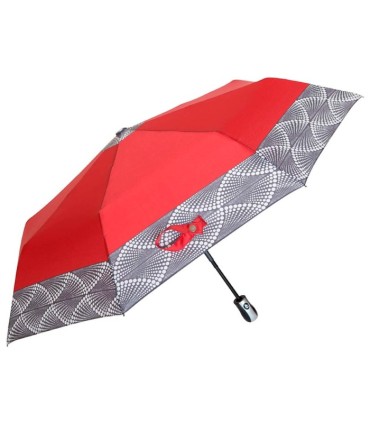 Automatyczna parasolka damska marki Parasol, fale na jasnym brązie