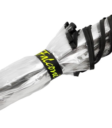 Manualny przezroczysty parasol marki Impliva, z czarnym stelażem