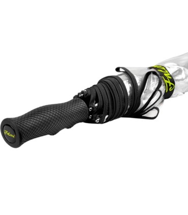 Manualny przezroczysty parasol marki Impliva, z czarnym stelażem