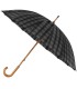 Szary manualny parasol w kratkę  Falcone, drewniana rączka 