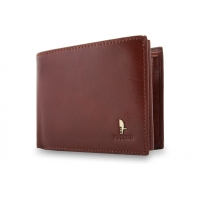 Męski poziomy portfel Puccini P20438 w kolorze brązowym z bogatym wyposażeniem