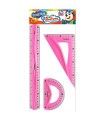 Zestaw geometryczny 3 elementowy flexi 30 cm Bambino Różowy