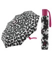 Automatyczna parasolka damska do torebki BENETTON, biała w czarne kwiaty