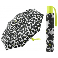Automatyczna parasolka Benetton, biała w czarne kwiaty