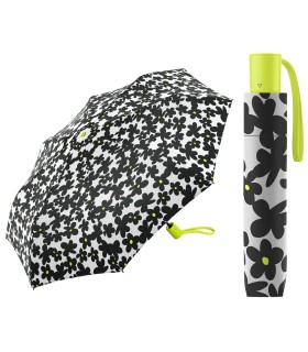 Automatyczna parasolka Benetton, biała w czarne kwiaty