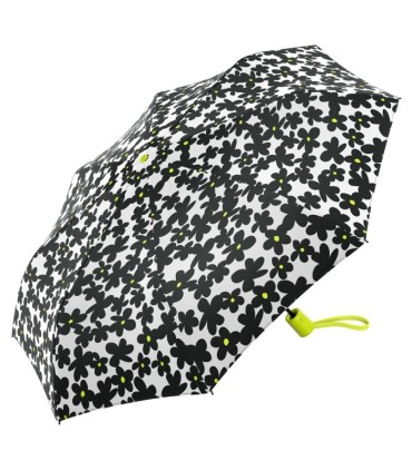 Automatyczna parasolka Benetton, biała w czarne kwiaty