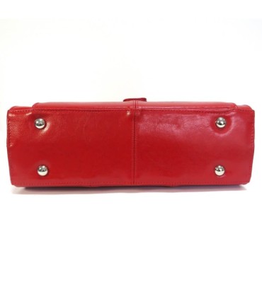 Teczka damska dwukomorowa z paskiem ze SKÓRY NATURALNEJ, czarna