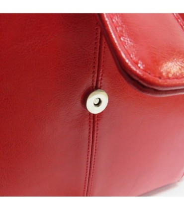 Teczka damska dwukomorowa z paskiem ze SKÓRY NATURALNEJ, czarna