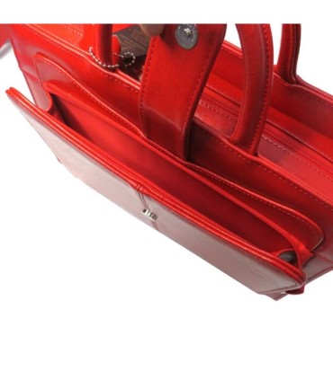 Teczka damska dwukomorowa z paskiem ze SKÓRY NATURALNEJ, czarna