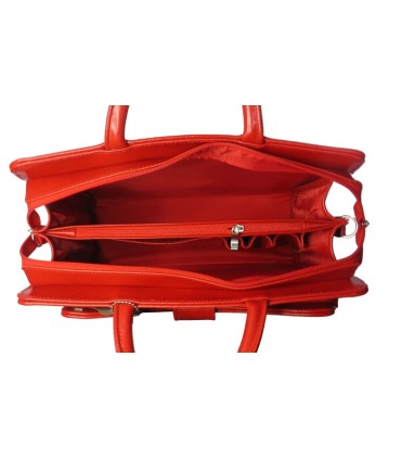 Teczka damska dwukomorowa z paskiem ze SKÓRY NATURALNEJ, czarna