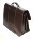 Teczka męska ze skóry naturalnej, trzykomorowa, ciemny brąz
