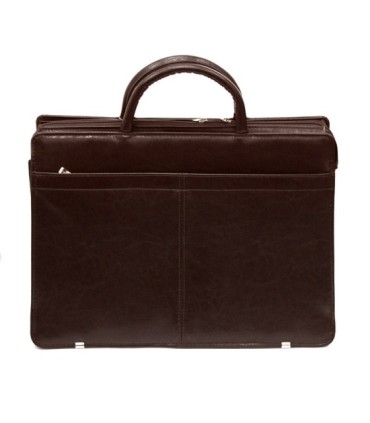 Teczka damska ze skóry naturalnej, trzykomorowa, czekoladowy