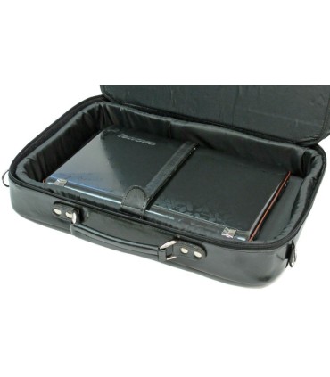 Skórzana torba na laptopa G-541A, na laptop+mini biuro, czarna