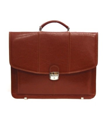 Teczka męska ze skóry naturalnej, trzykomorowa, czarna