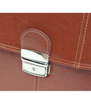 Teczka męska ze skóry naturalnej, trzykomorowa, czarna