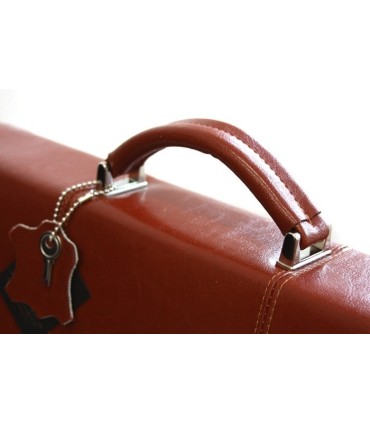 Teczka męska na laptopa ze skóry naturalnej, trzykomorowa, koniakowa