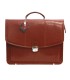 Teczka męska na laptopa ze skóry naturalnej, trzykomorowa, koniakowa