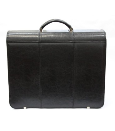 Teczka męska ze skóry naturalnej dwukomorowa czarna bardzo elegancka